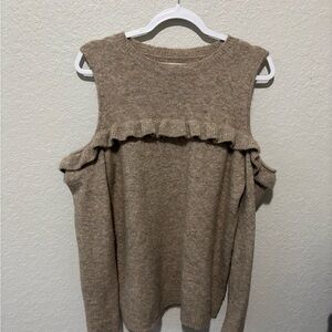 LOFT Off-the-Shoulder Tan Sweater